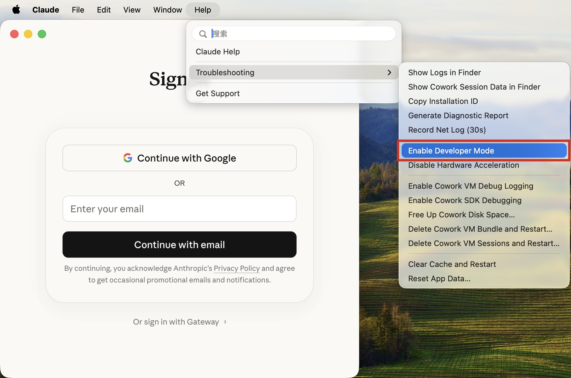 Enable Developer Mode from the Help menu